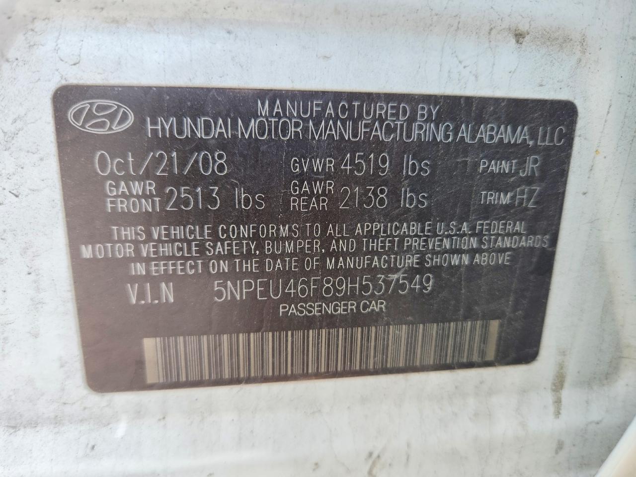 2009 HYUNDAI SONATA