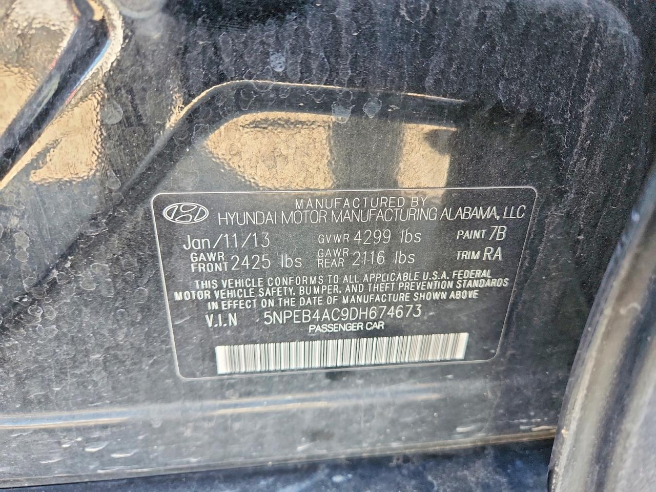 2013 HYUNDAI SONATA