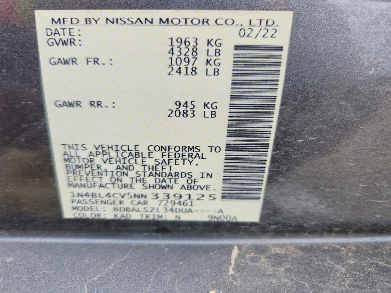 2022 NISSAN ALTIMA