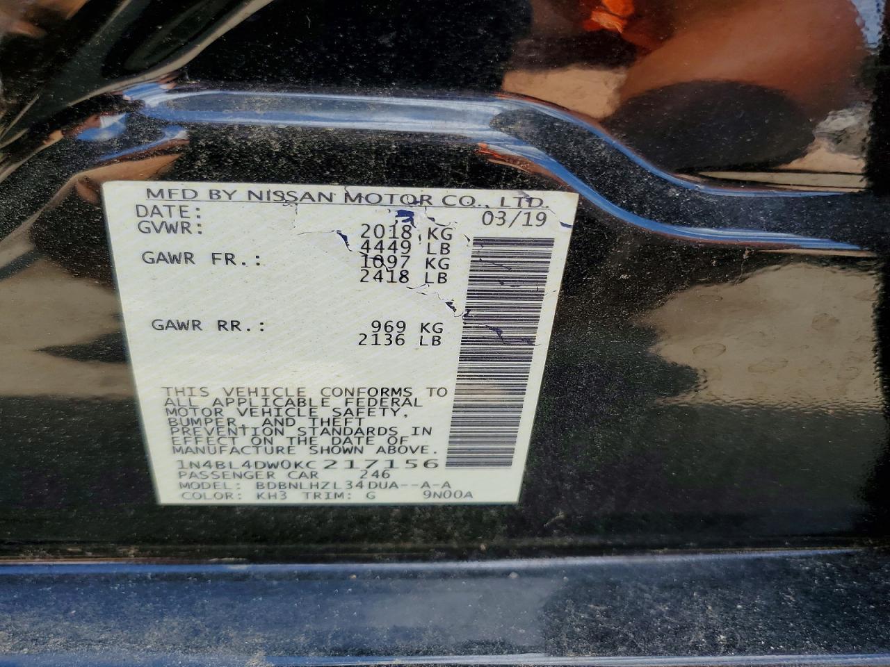 2019 NISSAN ALTIMA