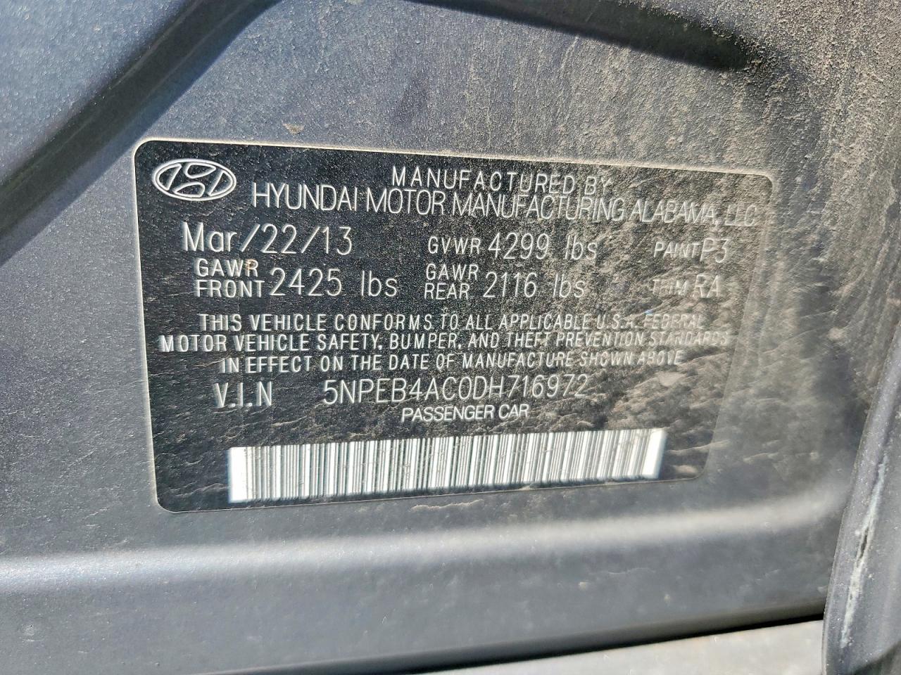 2013 HYUNDAI SONATA