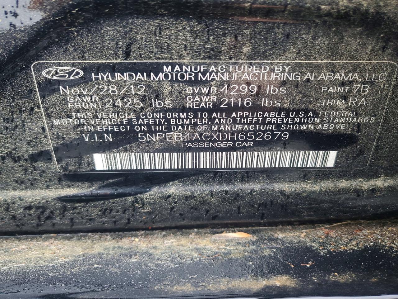 2013 HYUNDAI SONATA