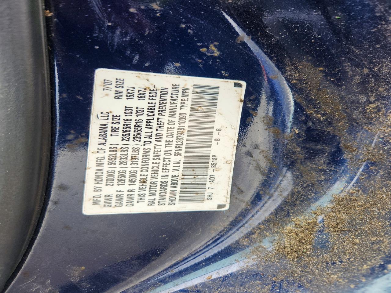 2007 HONDA ODYSSEY