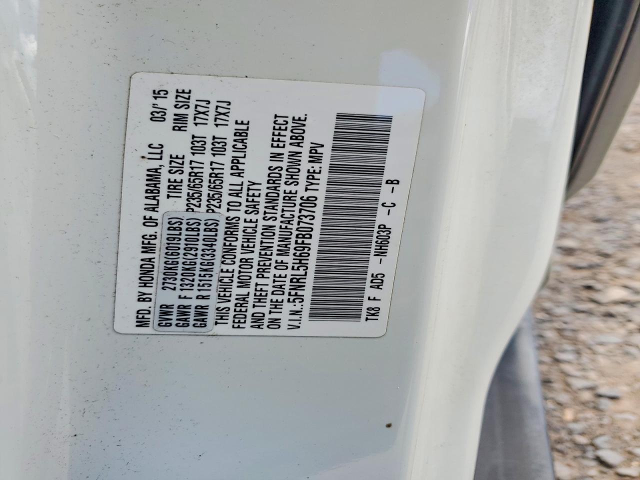 2015 HONDA ODYSSEY