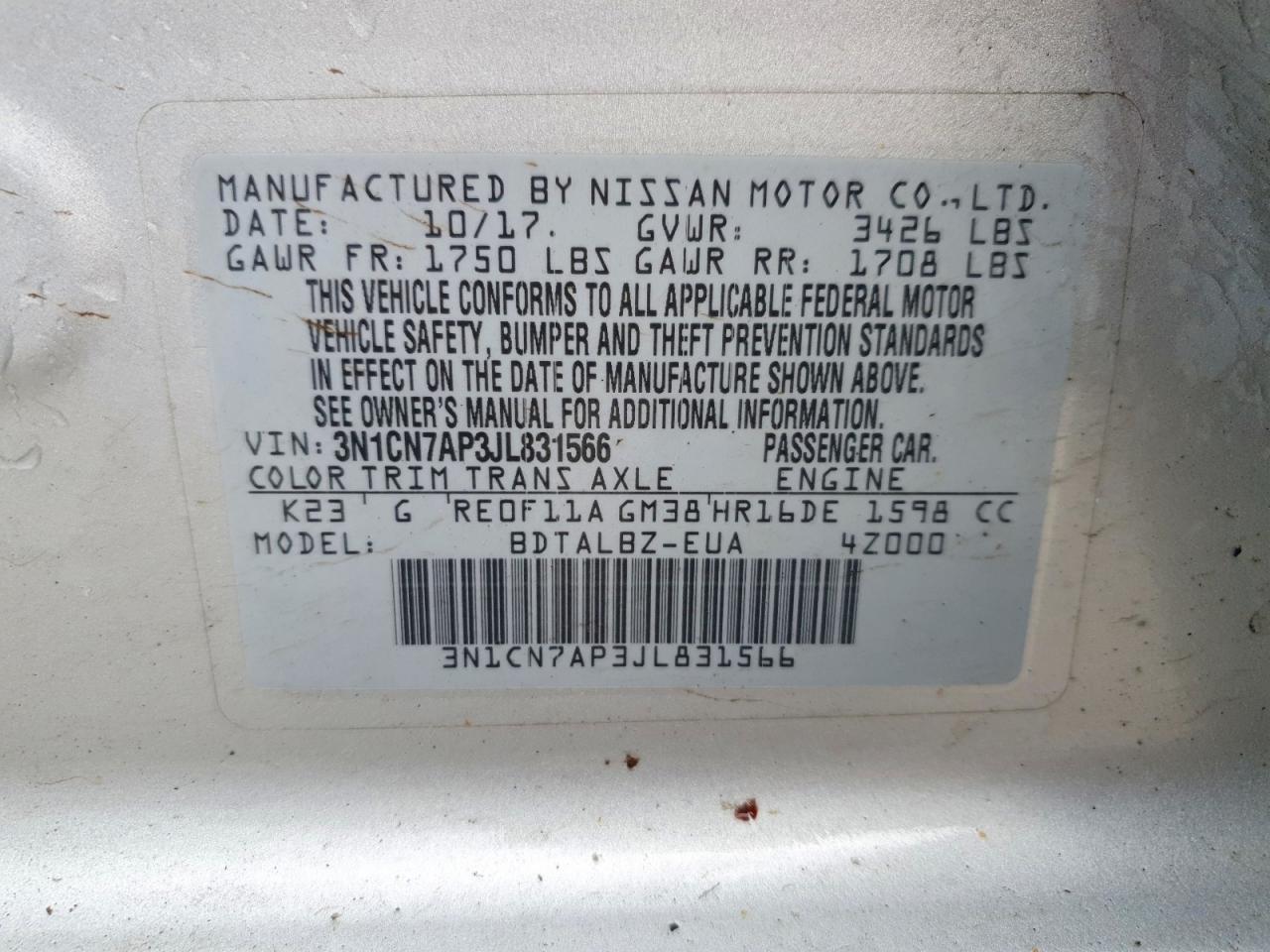 2018 NISSAN VERSA