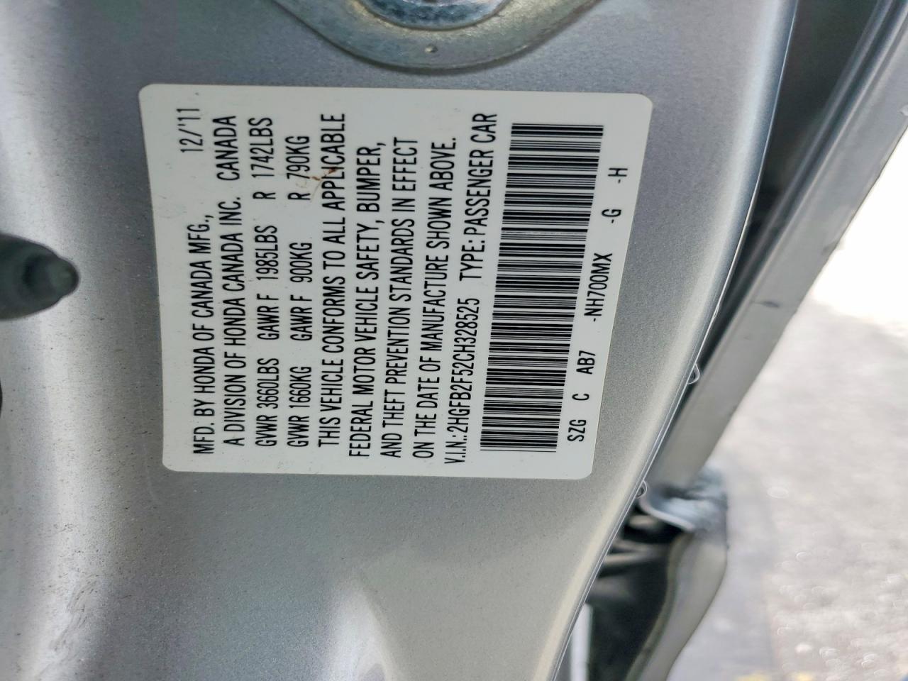 2012 HONDA CIVIC