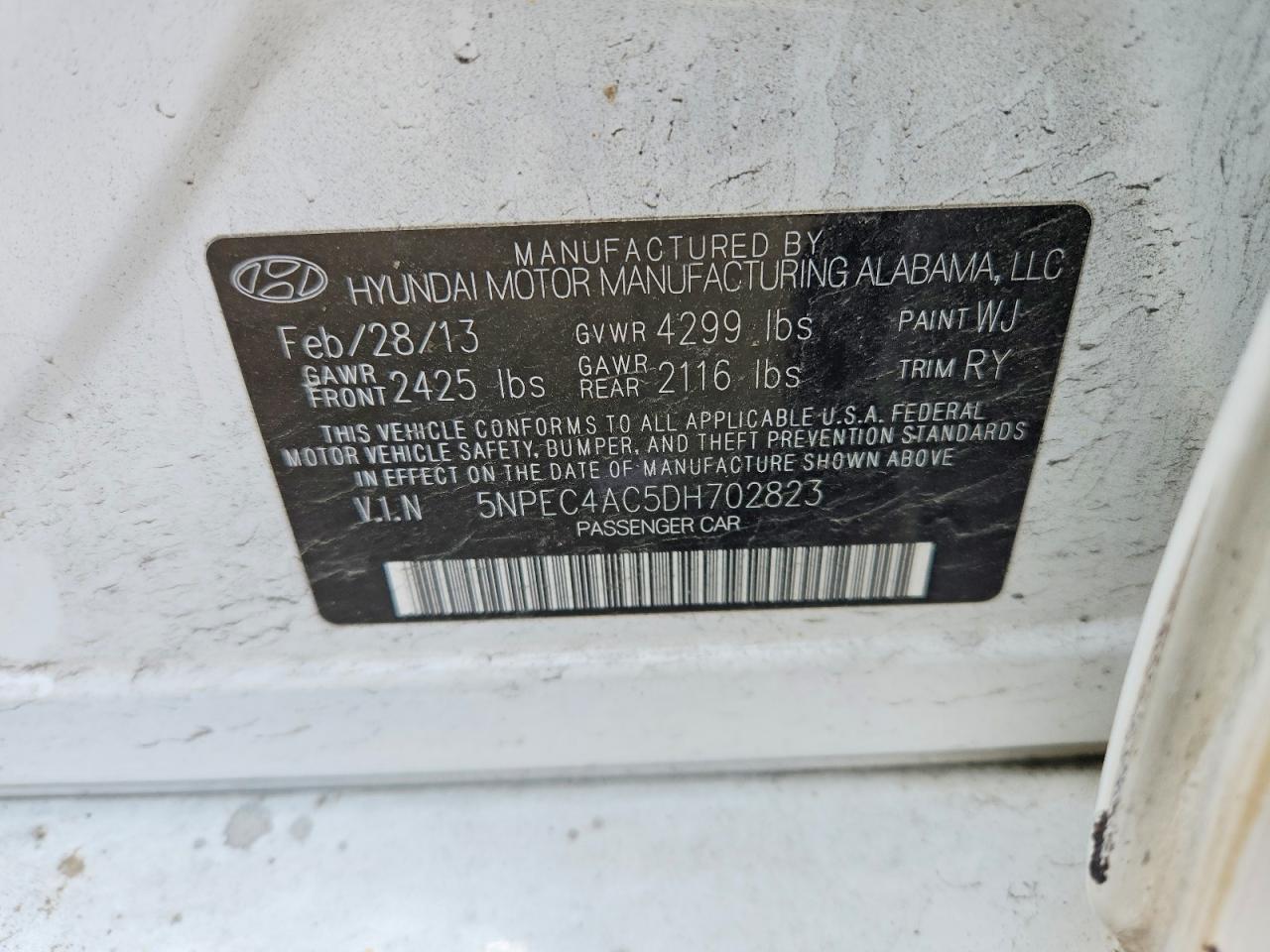 2013 HYUNDAI SONATA