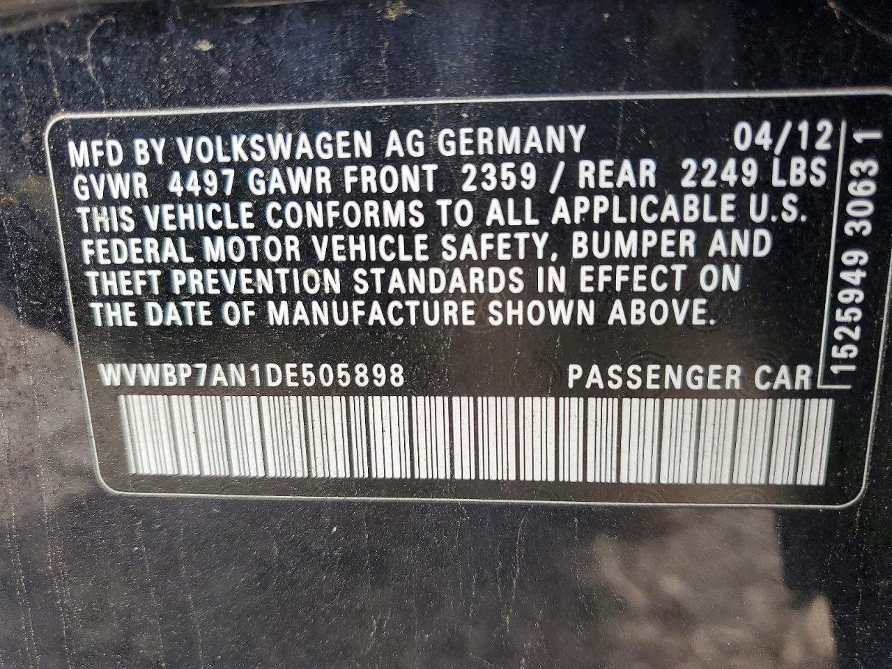 2013 VOLKSWAGEN CC