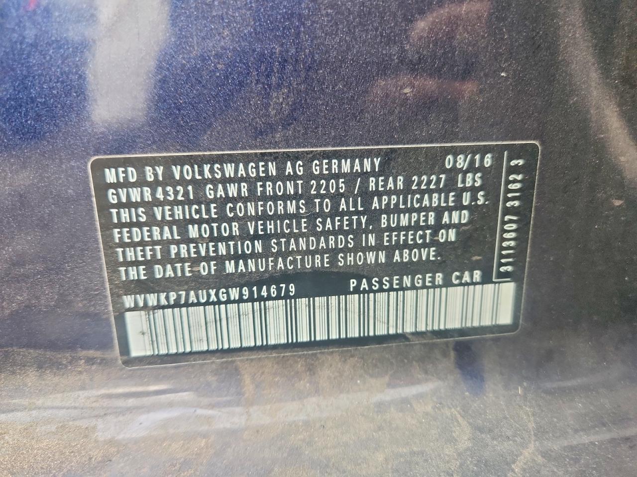 2016 VOLKSWAGEN e-Golf