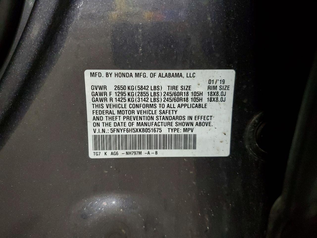 2019 HONDA PILOT