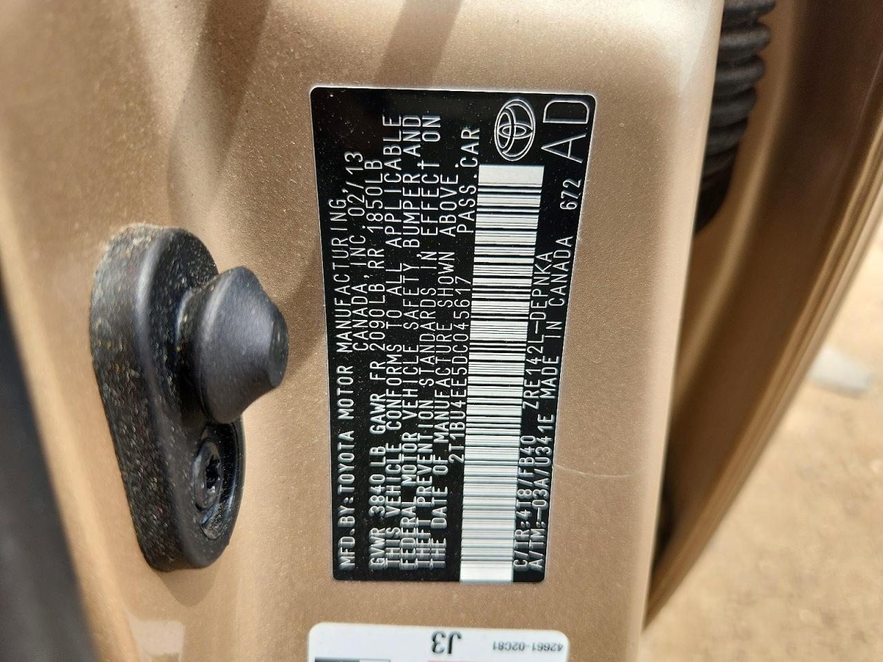 2013 TOYOTA COROLLA