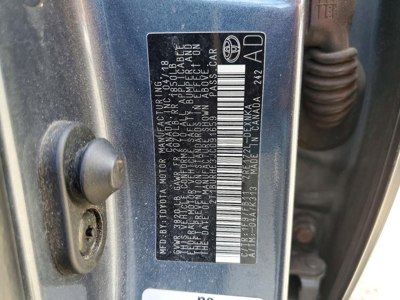 2018 TOYOTA COROLLA