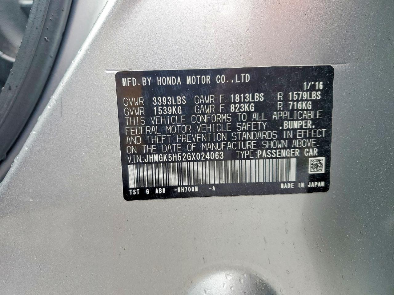 2016 HONDA FIT