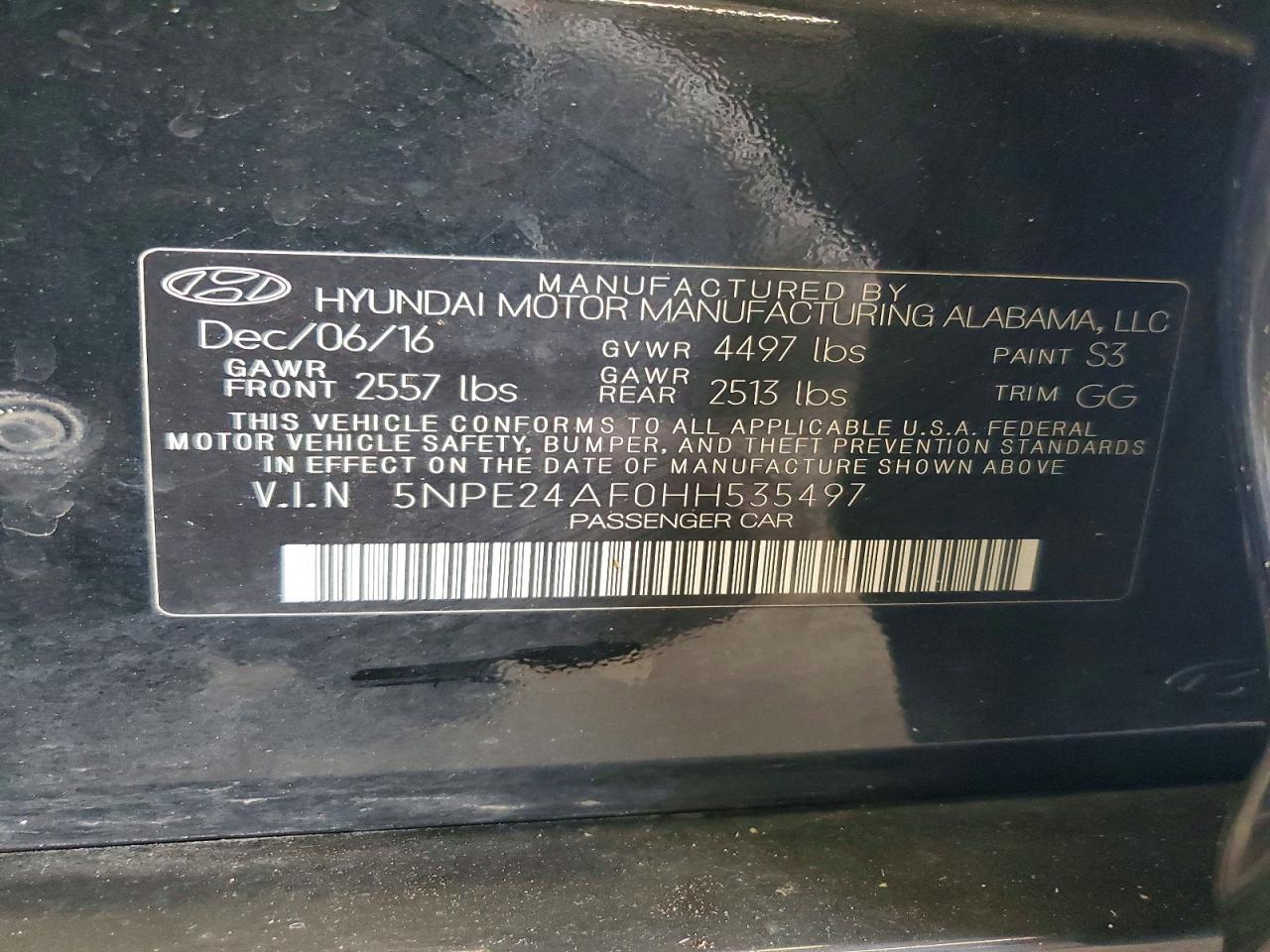 2017 HYUNDAI SONATA