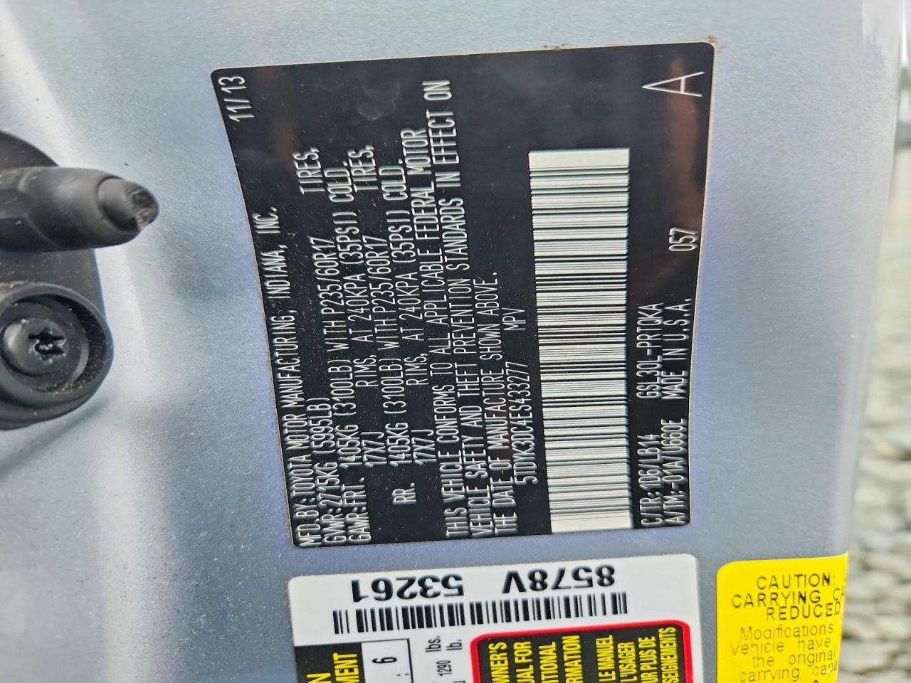 2014 TOYOTA SIENNA