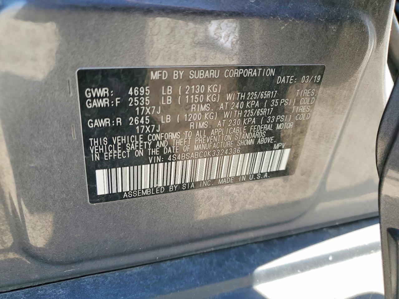 2019 SUBARU Outback