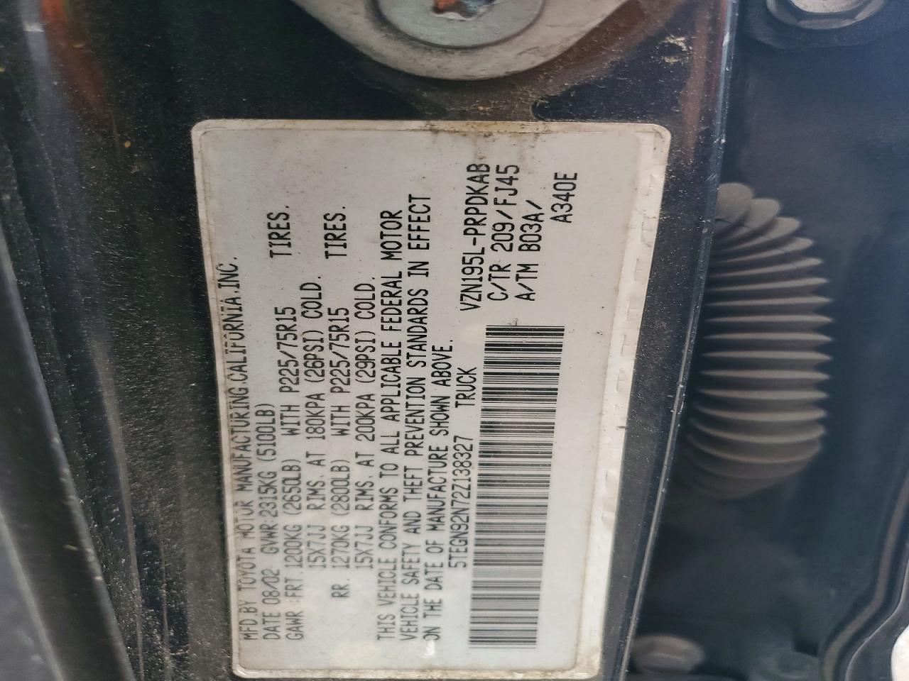 2002 TOYOTA TACOMA