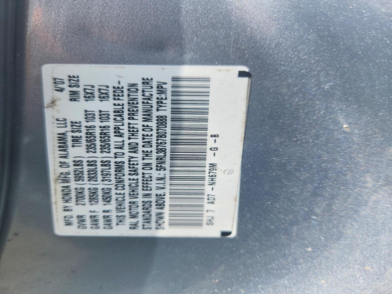 2007 HONDA ODYSSEY