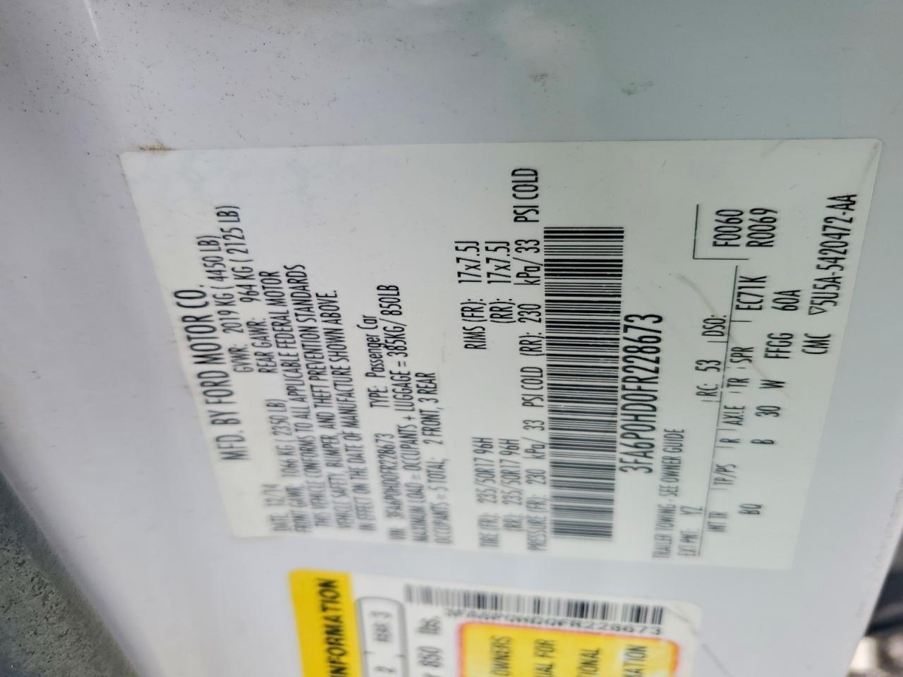 2015 FORD FUSION