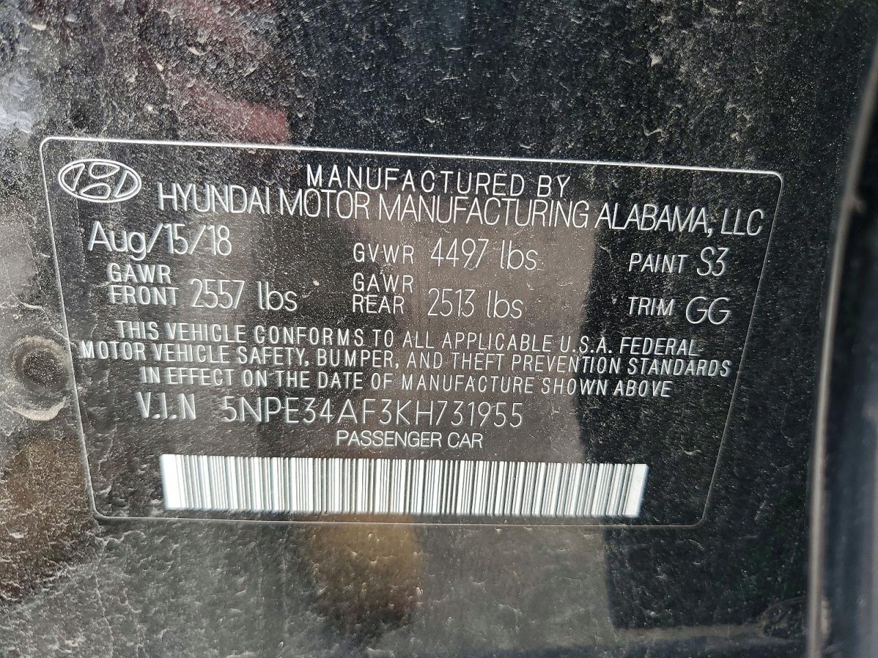 2019 HYUNDAI SONATA