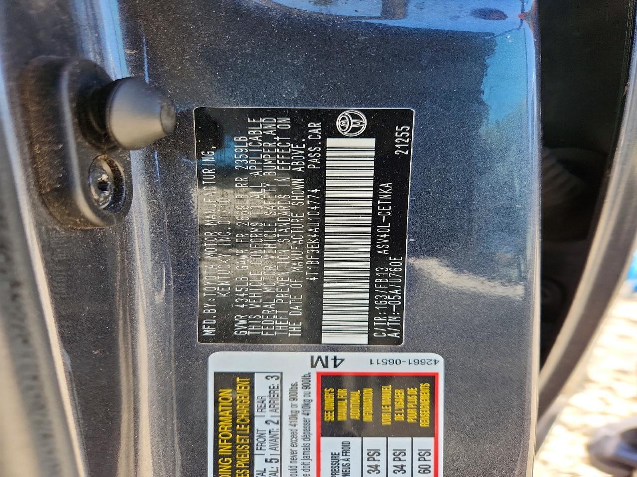 2010 TOYOTA CAMRY