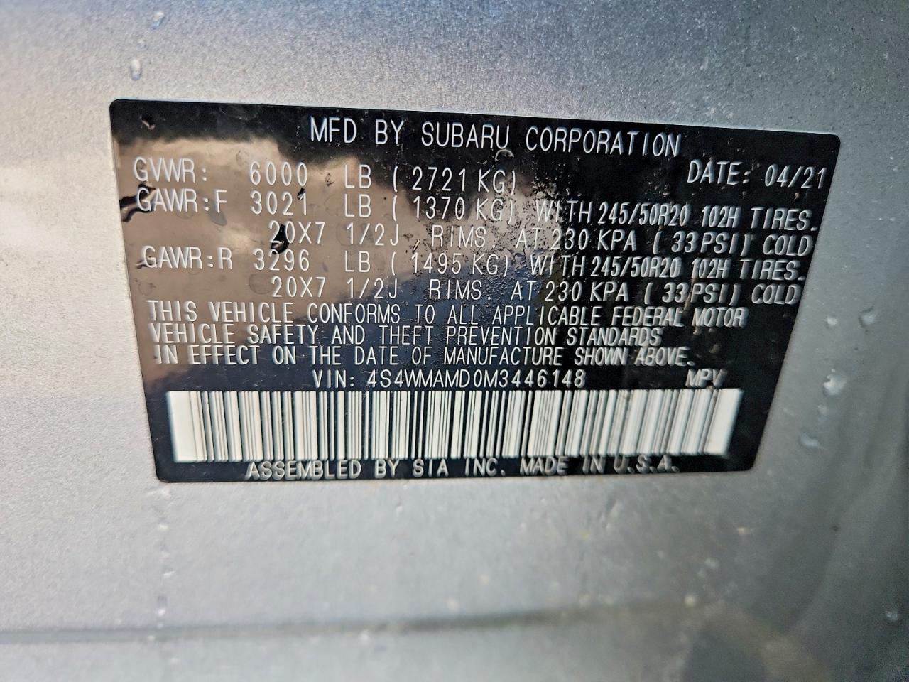 2021 SUBARU Ascent