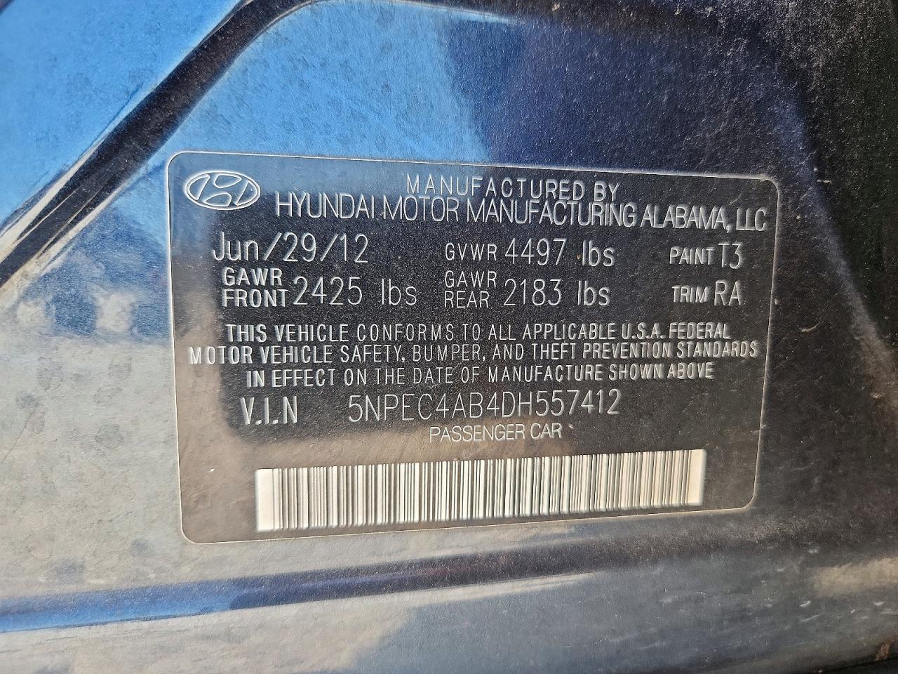 2013 HYUNDAI SONATA