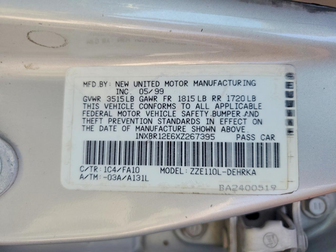 1999 TOYOTA COROLLA