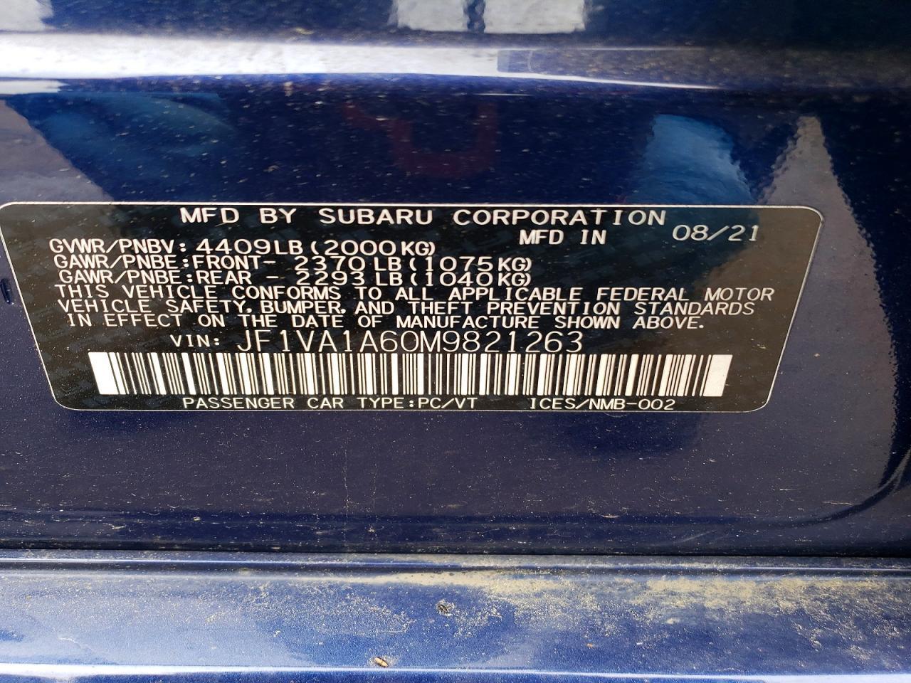 2021 SUBARU WRX