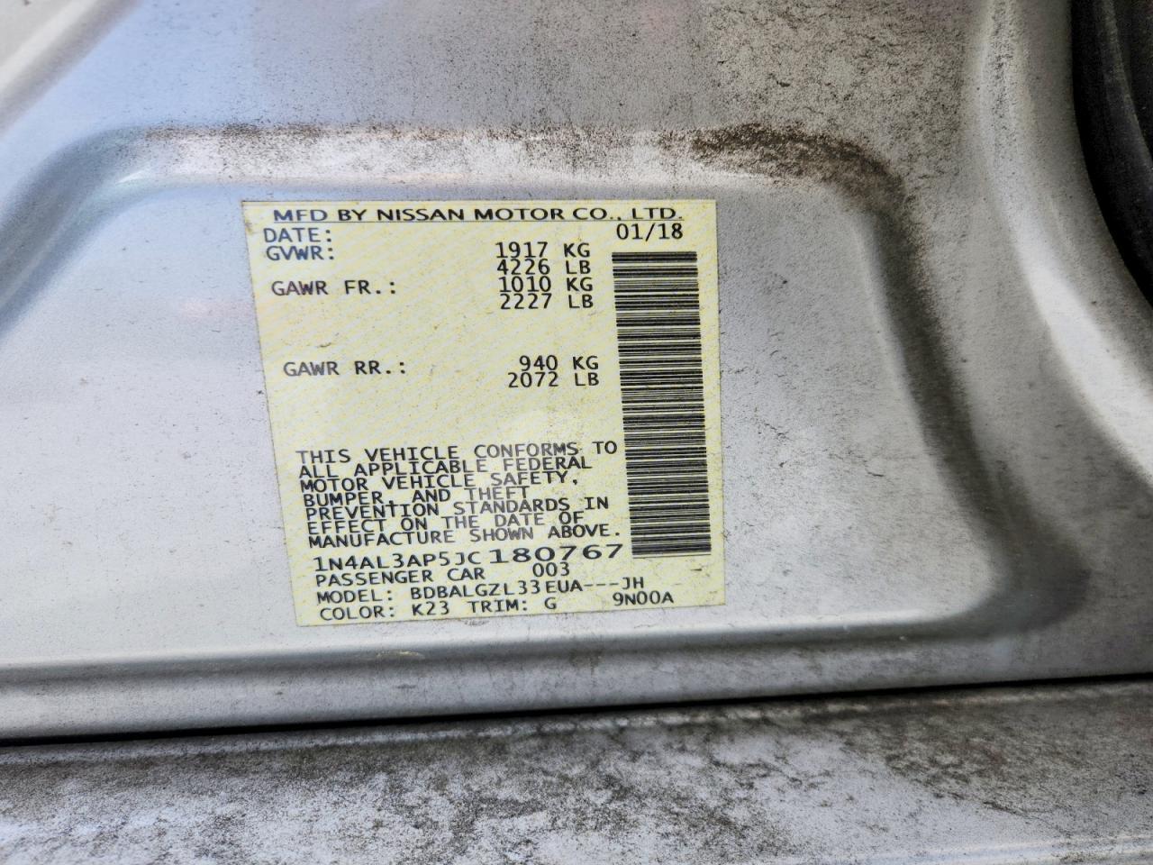 2018 NISSAN ALTIMA