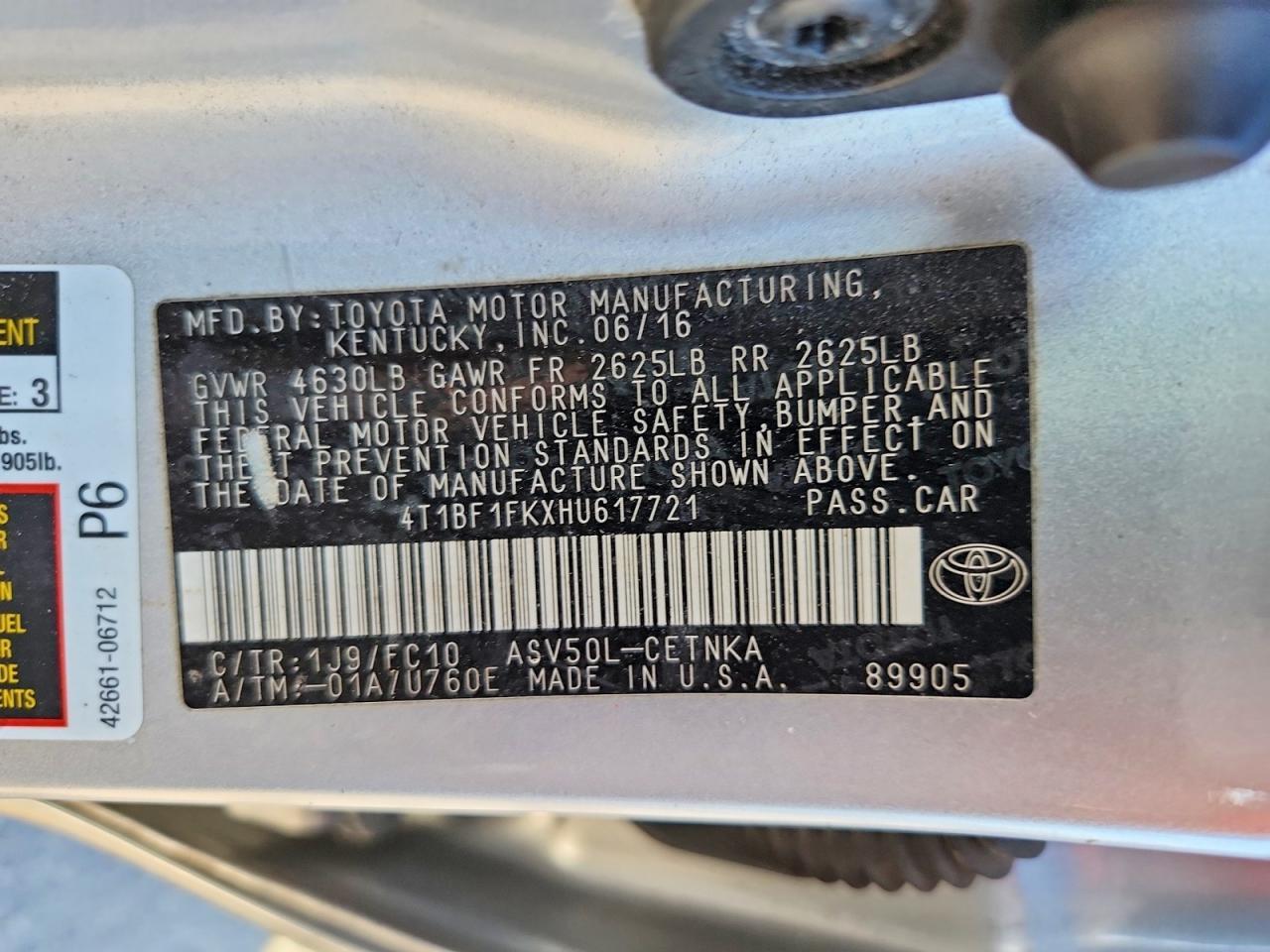 2017 TOYOTA CAMRY