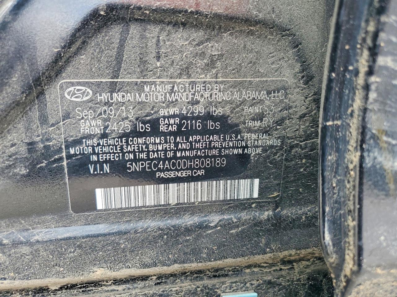 2013 HYUNDAI SONATA