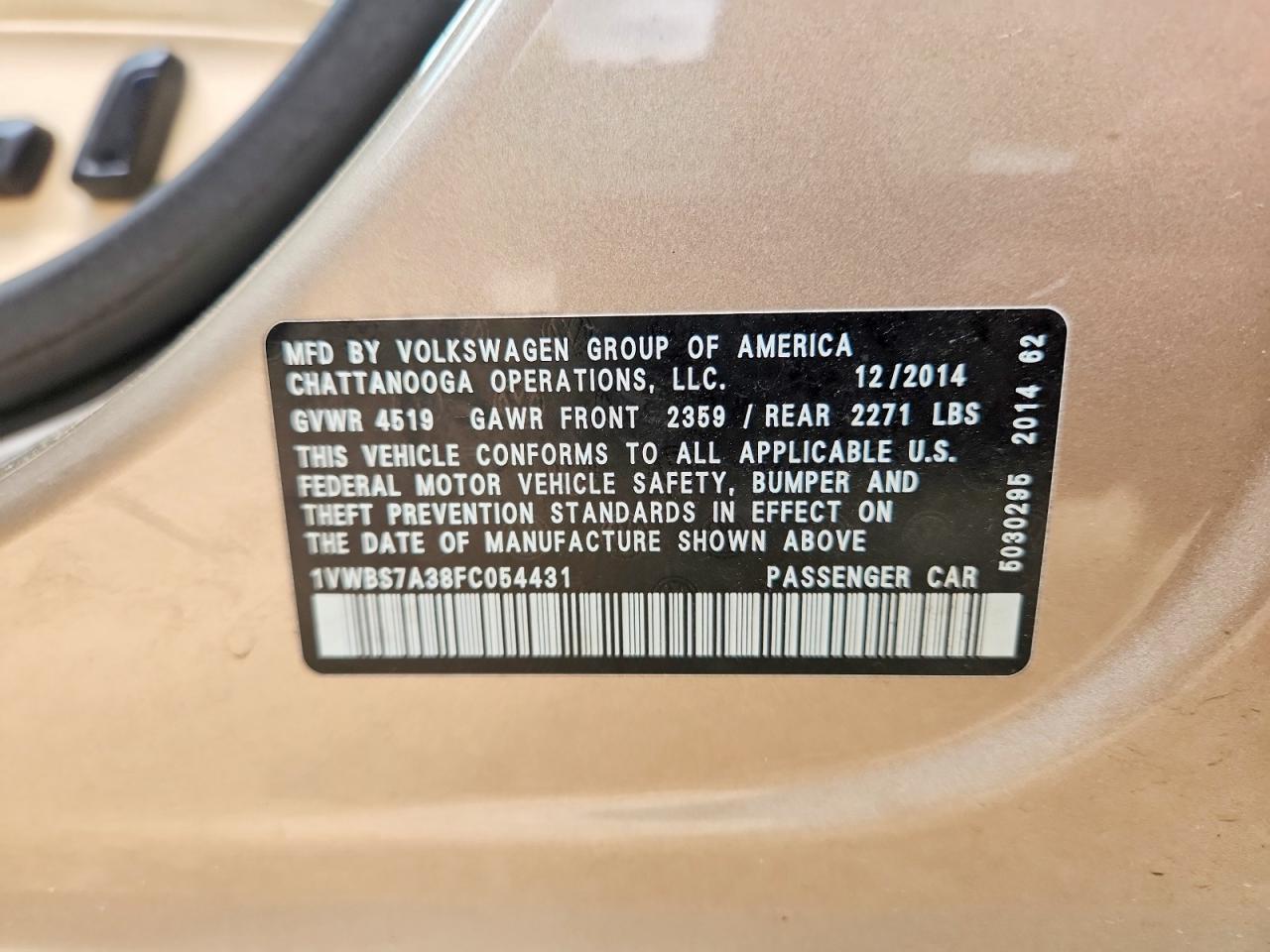 2015 VOLKSWAGEN Passat