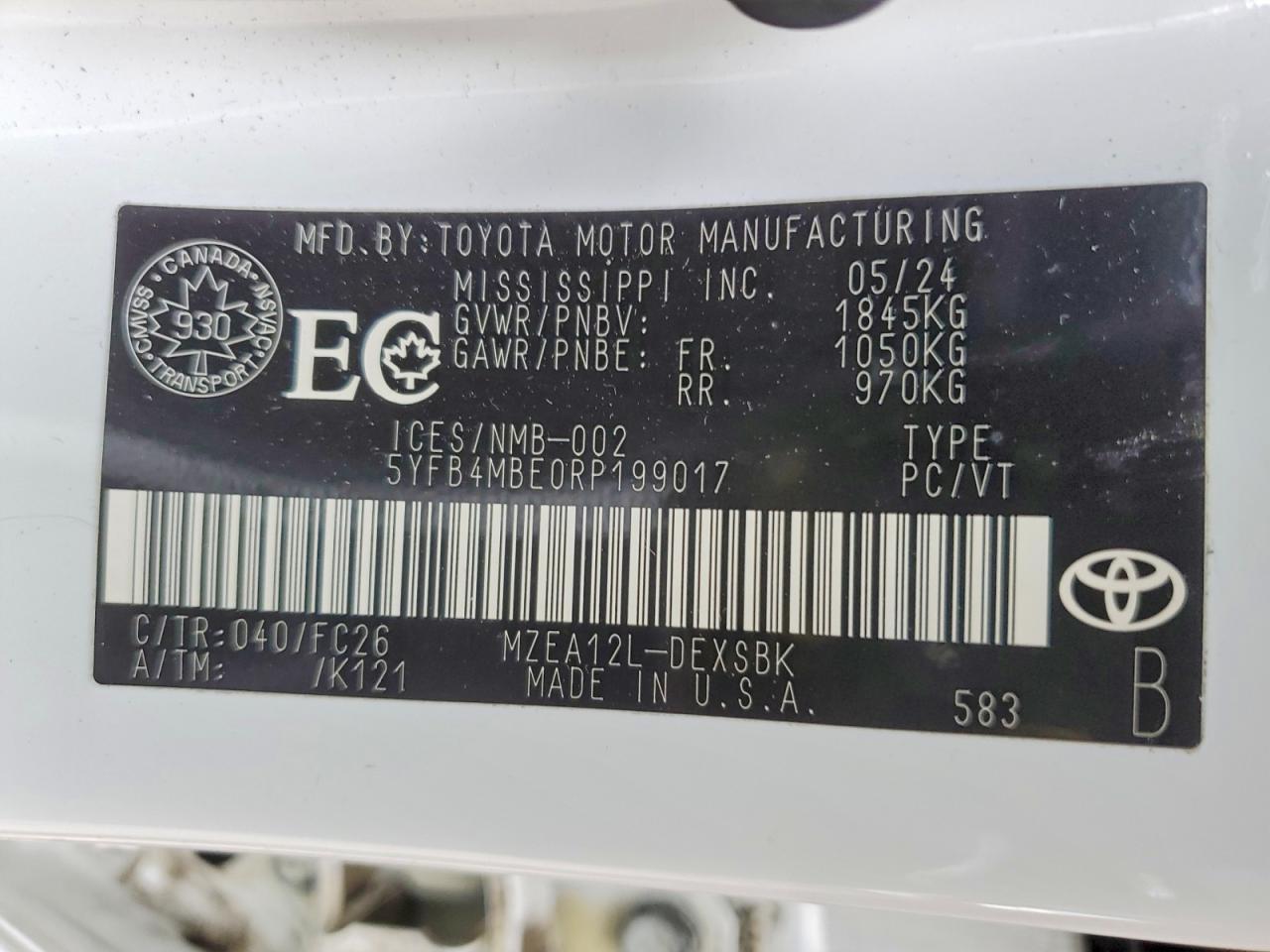 2024 TOYOTA COROLLA