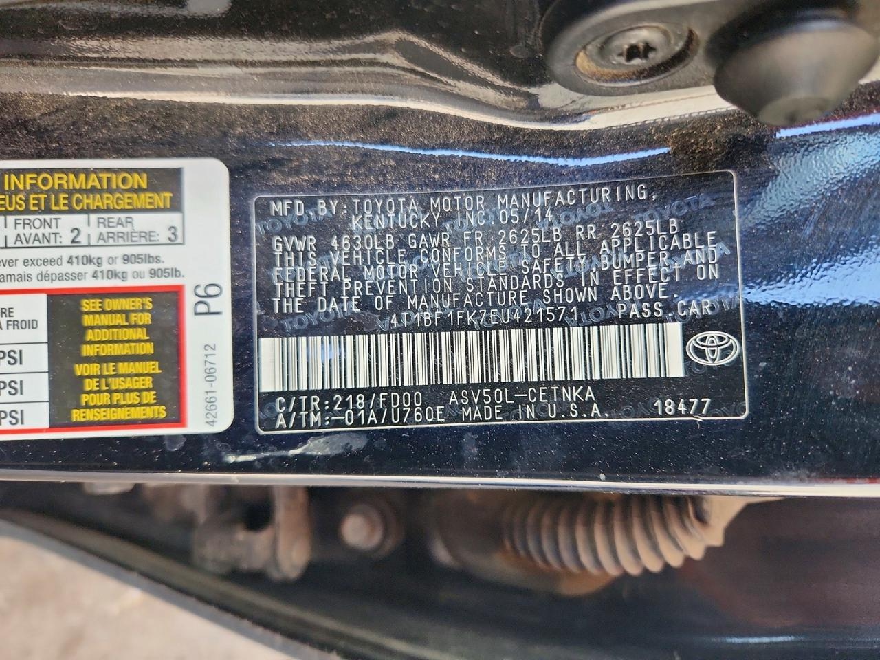 2014 TOYOTA CAMRY