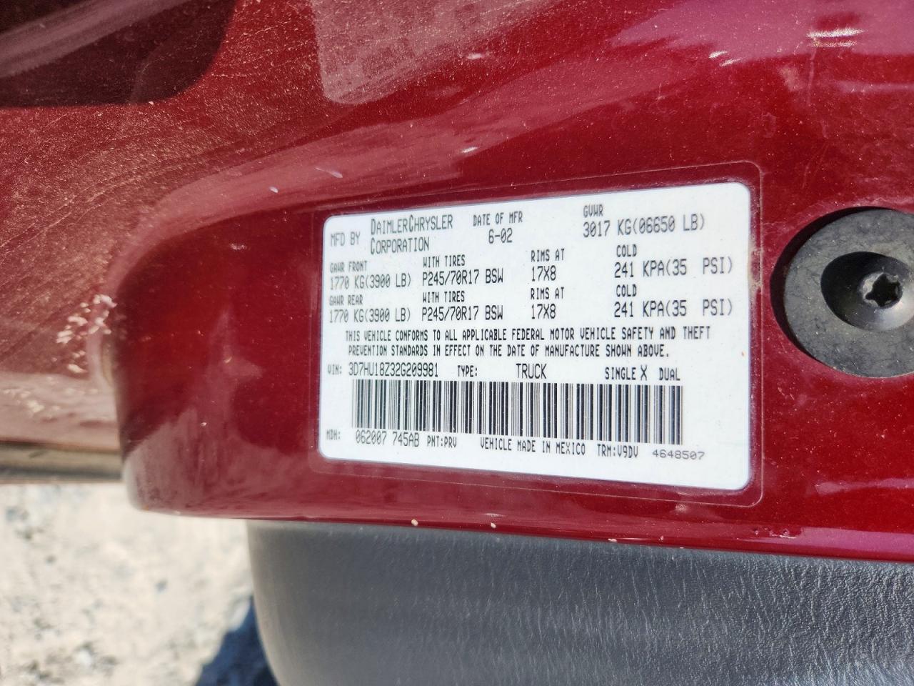 2002 DODGE RAM 1500
