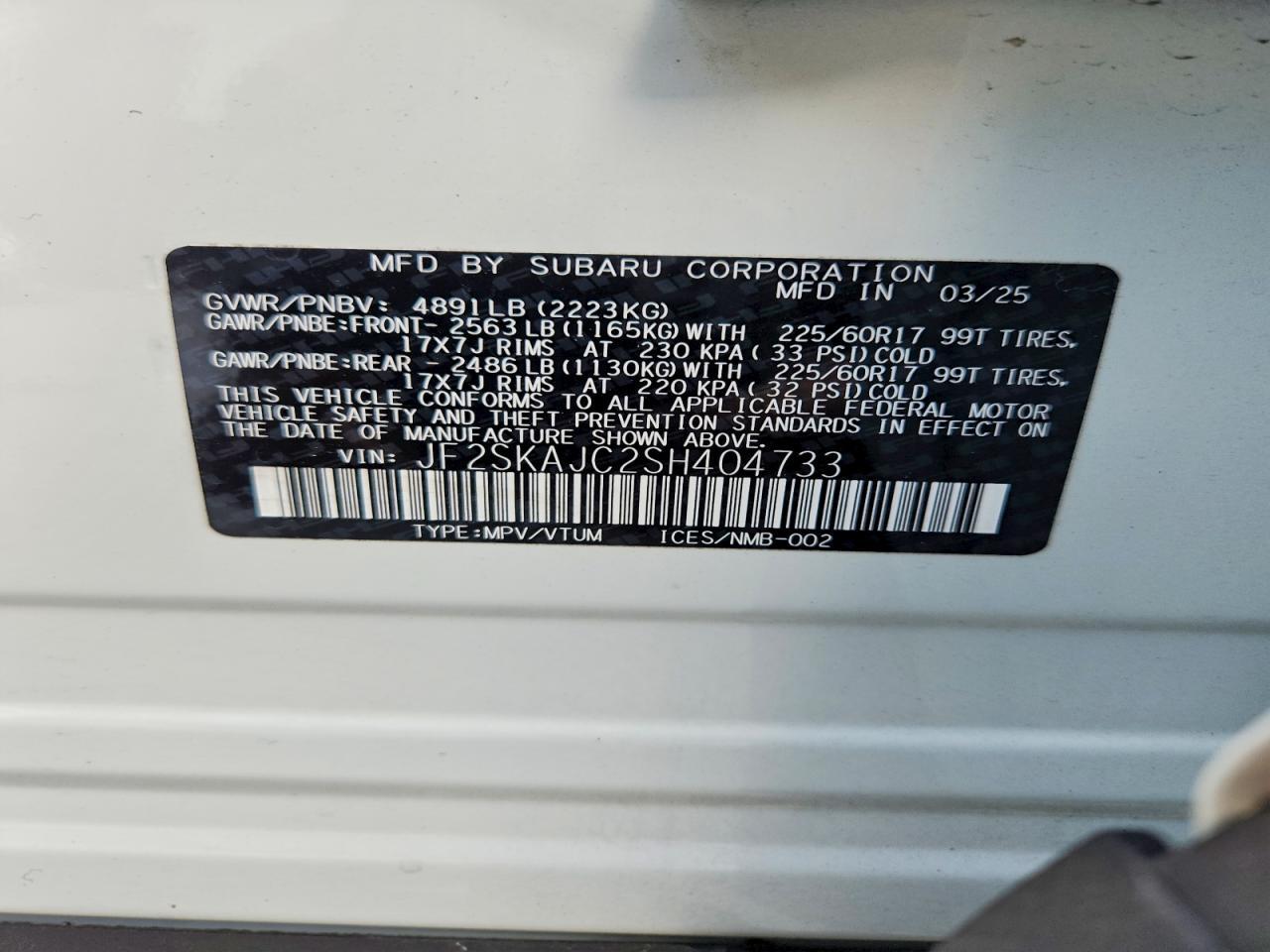 2025 SUBARU FORESTER