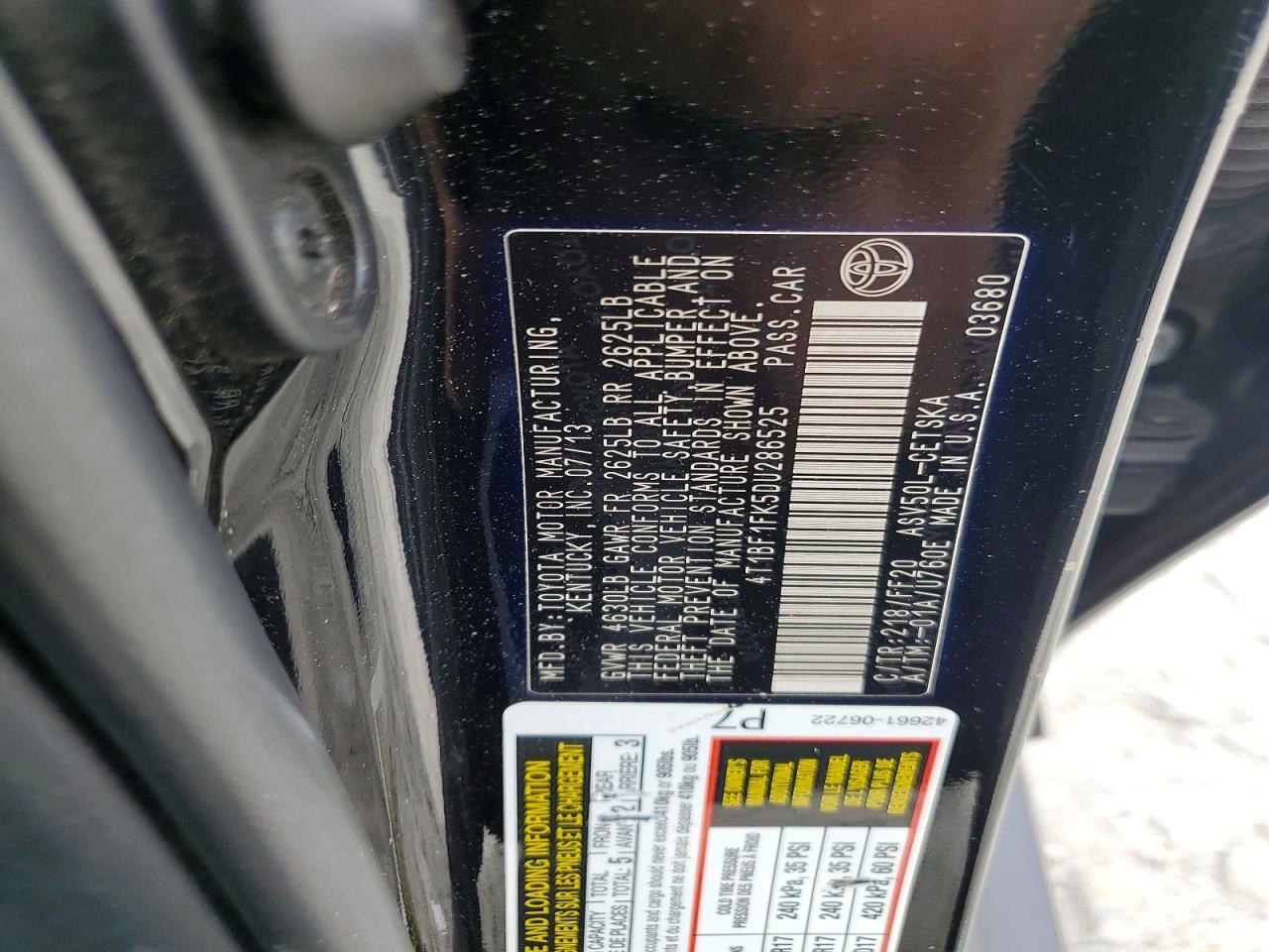 2013 TOYOTA CAMRY
