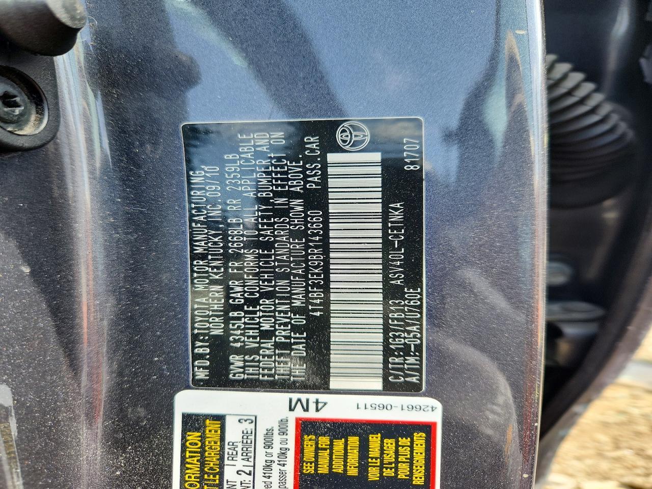 2011 TOYOTA CAMRY