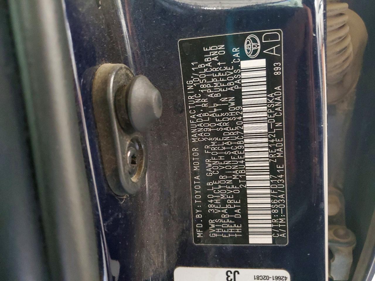 2011 TOYOTA COROLLA