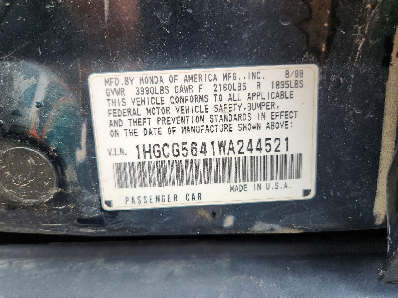 1998 HONDA ACCORD