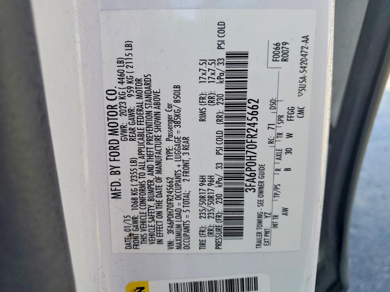 2015 FORD FUSION