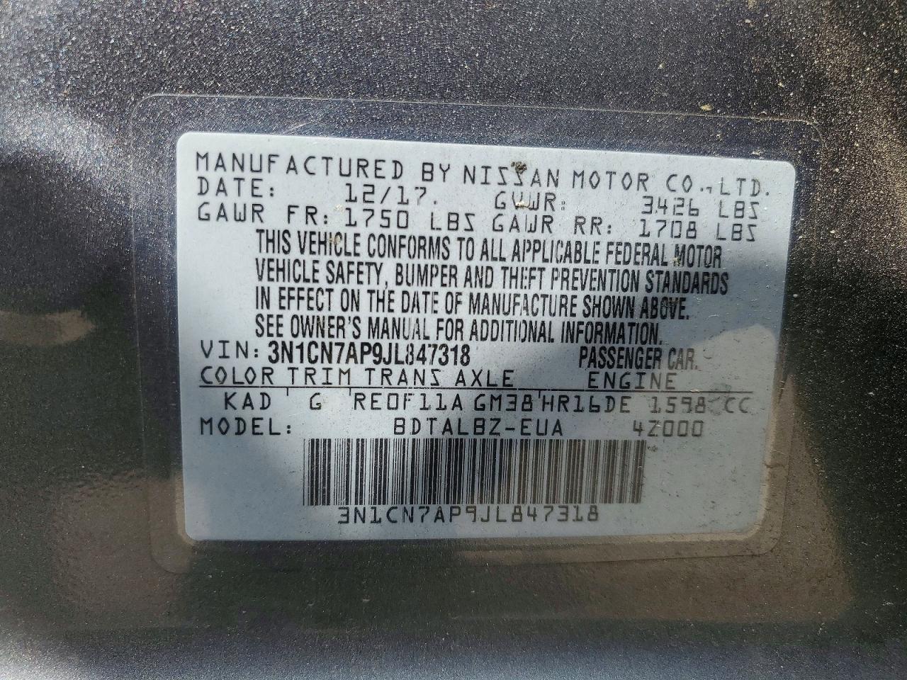 2018 NISSAN VERSA