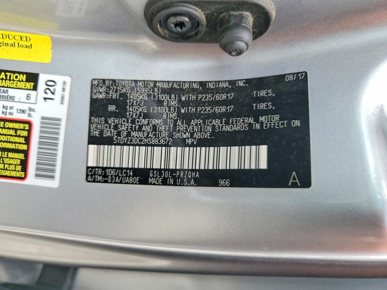 2017 TOYOTA SIENNA