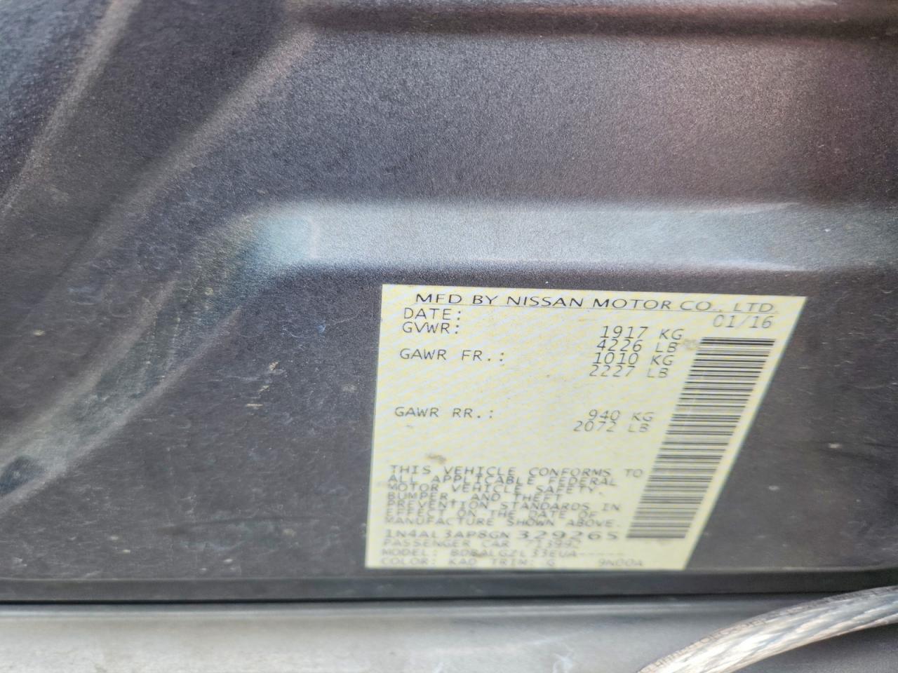 2016 NISSAN ALTIMA