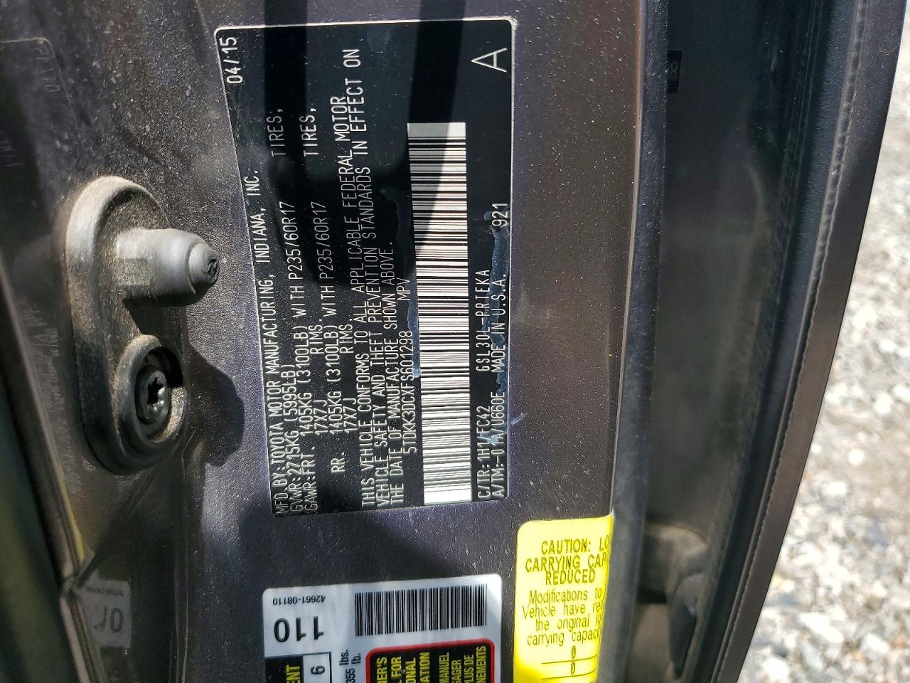 2015 TOYOTA SIENNA
