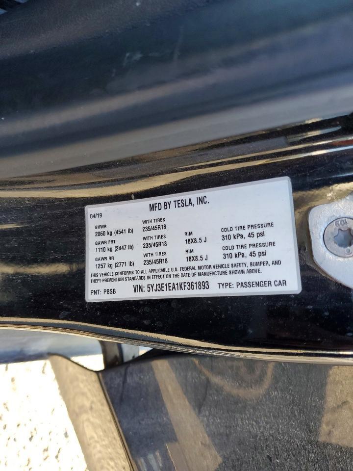 2019 TESLA MODEL 3