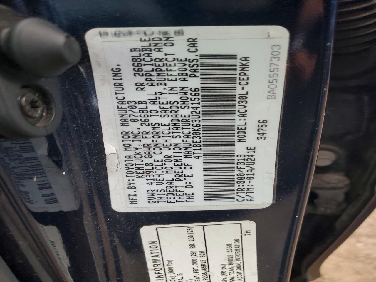 2003 TOYOTA CAMRY
