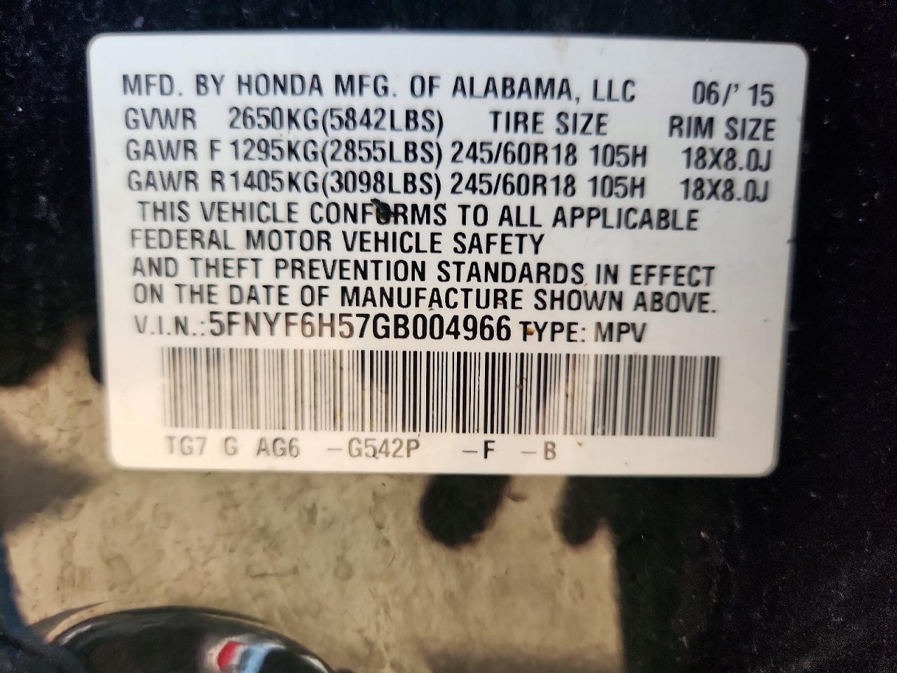 2016 HONDA PILOT