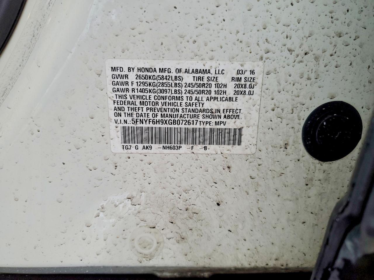 2016 HONDA PILOT